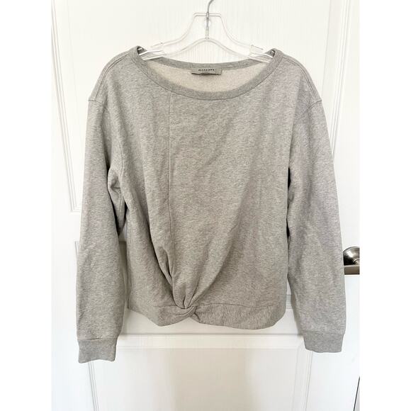 AllSaints Paloma Twist Front Sweatshirt Grey Marl Size XS - Picture 8 of 9